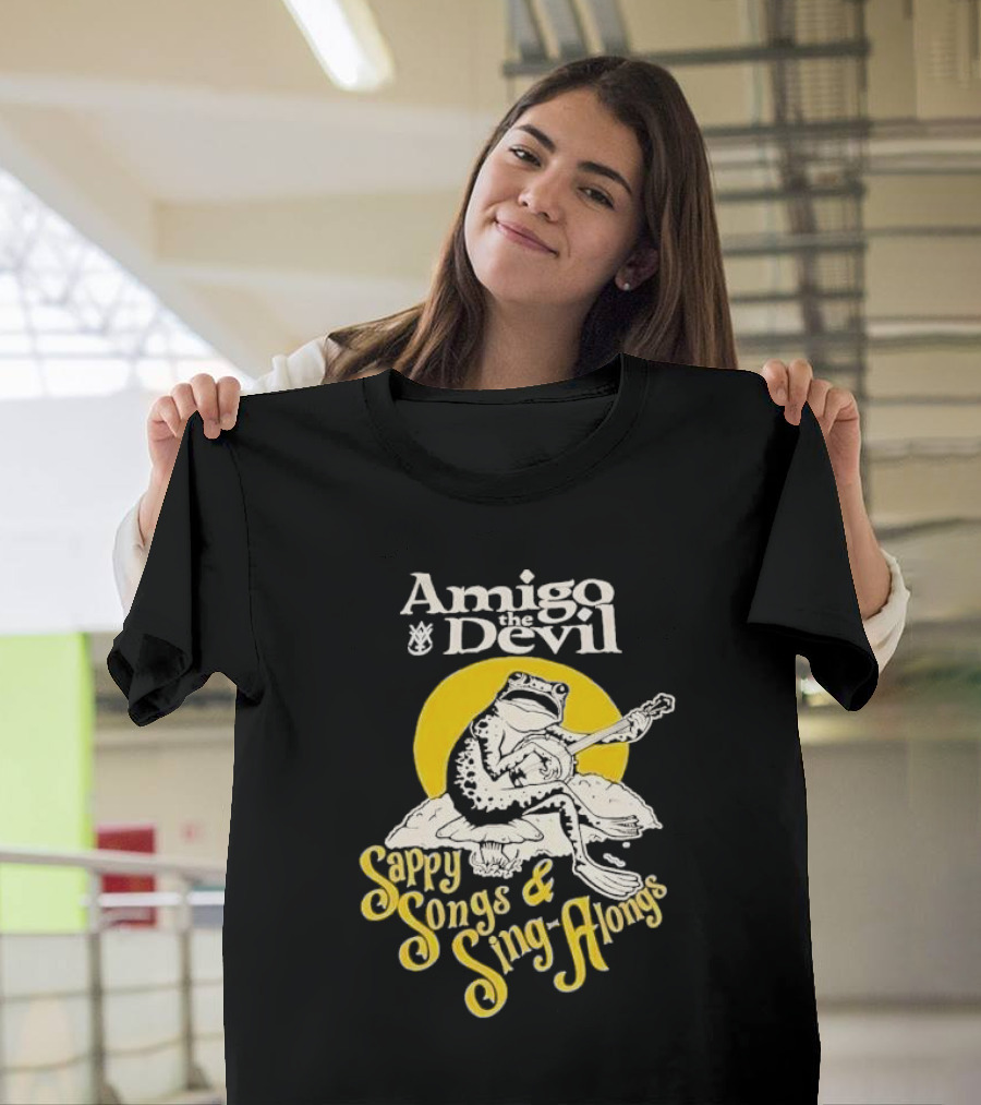 Amigo the Devil Sappy Songs and Sing Alongs Frog Playing Guitar T-Shirt