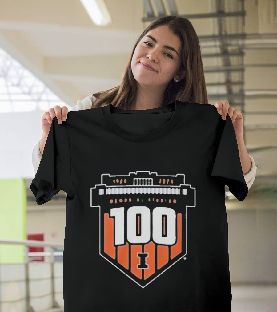 Illinois Fighting Illini 100 Years Memorial Stadium Badge T-Shirt