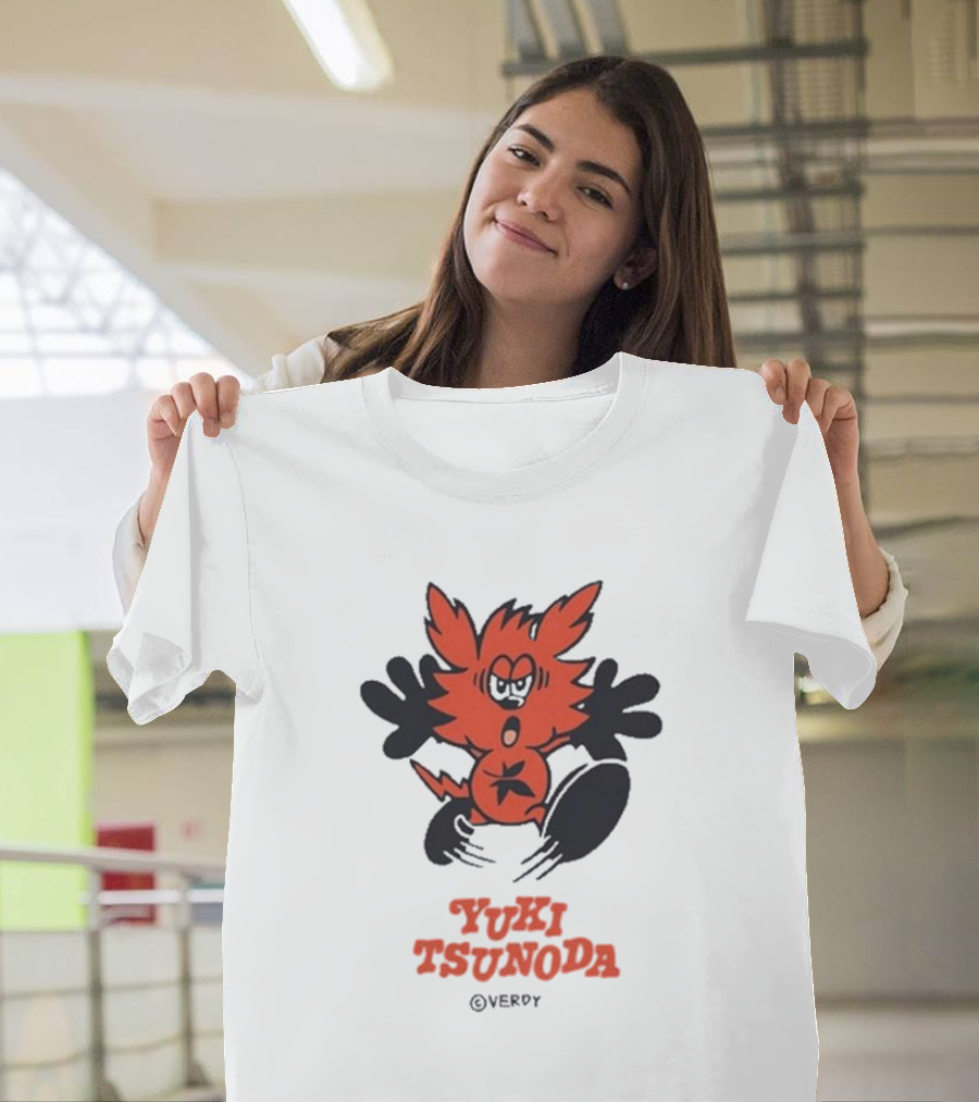 Yuki Tsunoda × Verdy Collaboration Black Tee with Red Cartoon Character T-Shirt