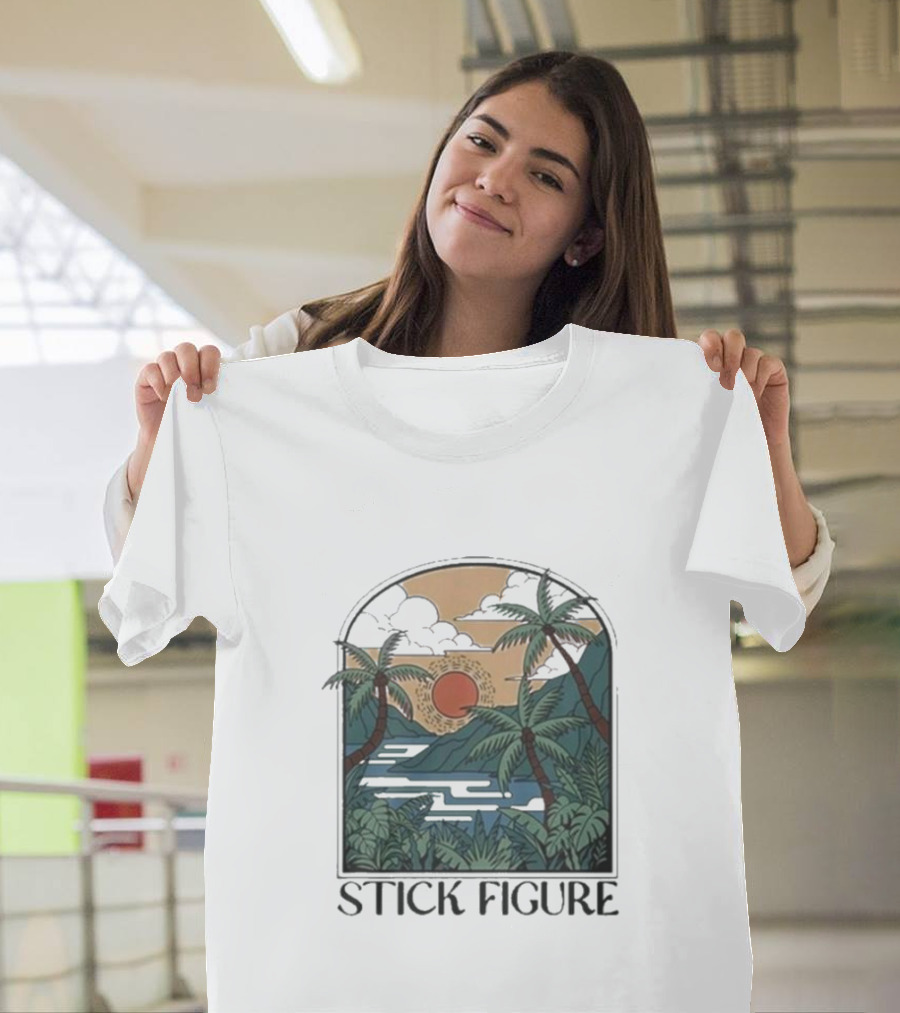 Stick Figure Tropical Sunset Paradise T-Shirt