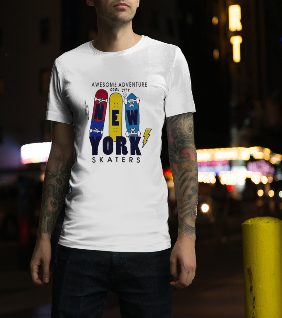 Awesome Adventure New York Skaters Cool City Lightning T-Shirt