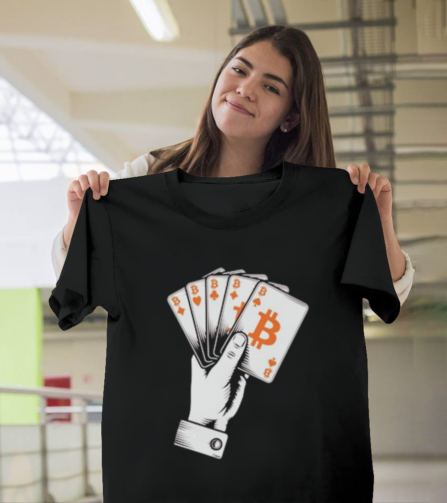 Bitcoin Royal Flush Playing Cards T-Shirt