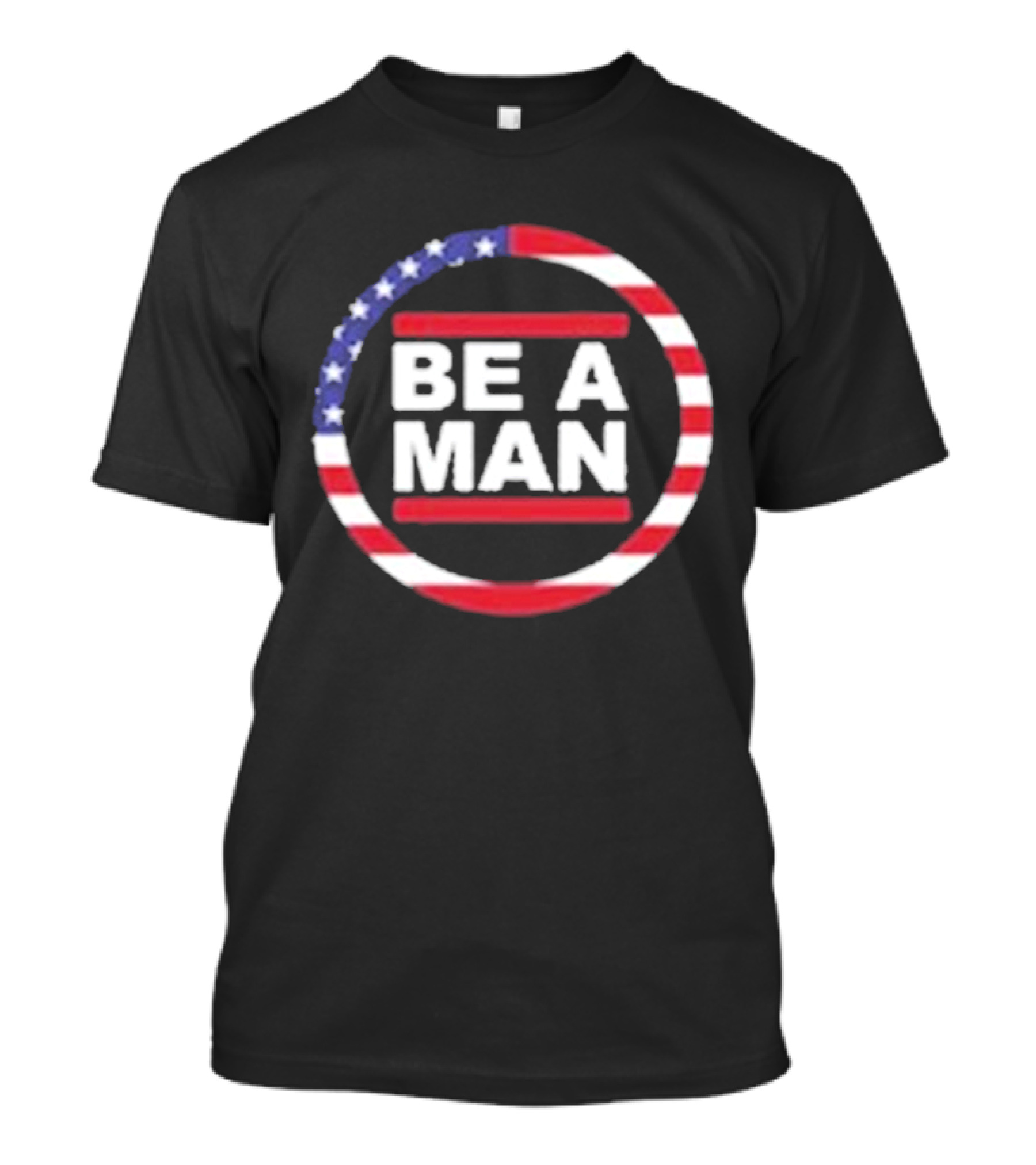 Boston Be A Man Patriotic Circle With American Flag Stripes T-Shirt