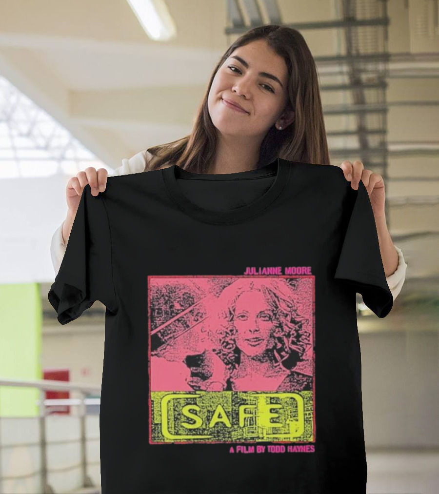 Julianne Moore Safe A Film By Todd Haynes Vintage Pink and Yellow Movie T-Shirt