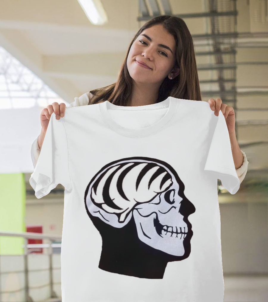 Bengal Brain Orange Skull Halloween Tiger Stripe Skeleton T-Shirt