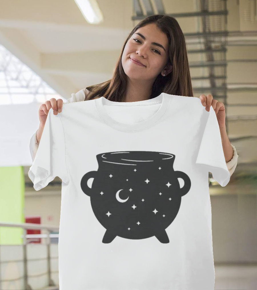Celestial Cauldron Moon Star Cosmic Mystical Witchy Occult Vintage T-Shirt