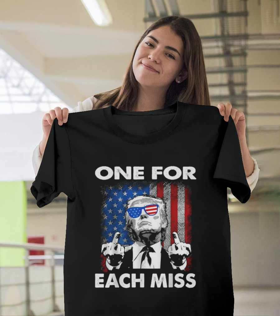 One For Each Miss American Flag Sunglasses Middle Finger T-Shirt