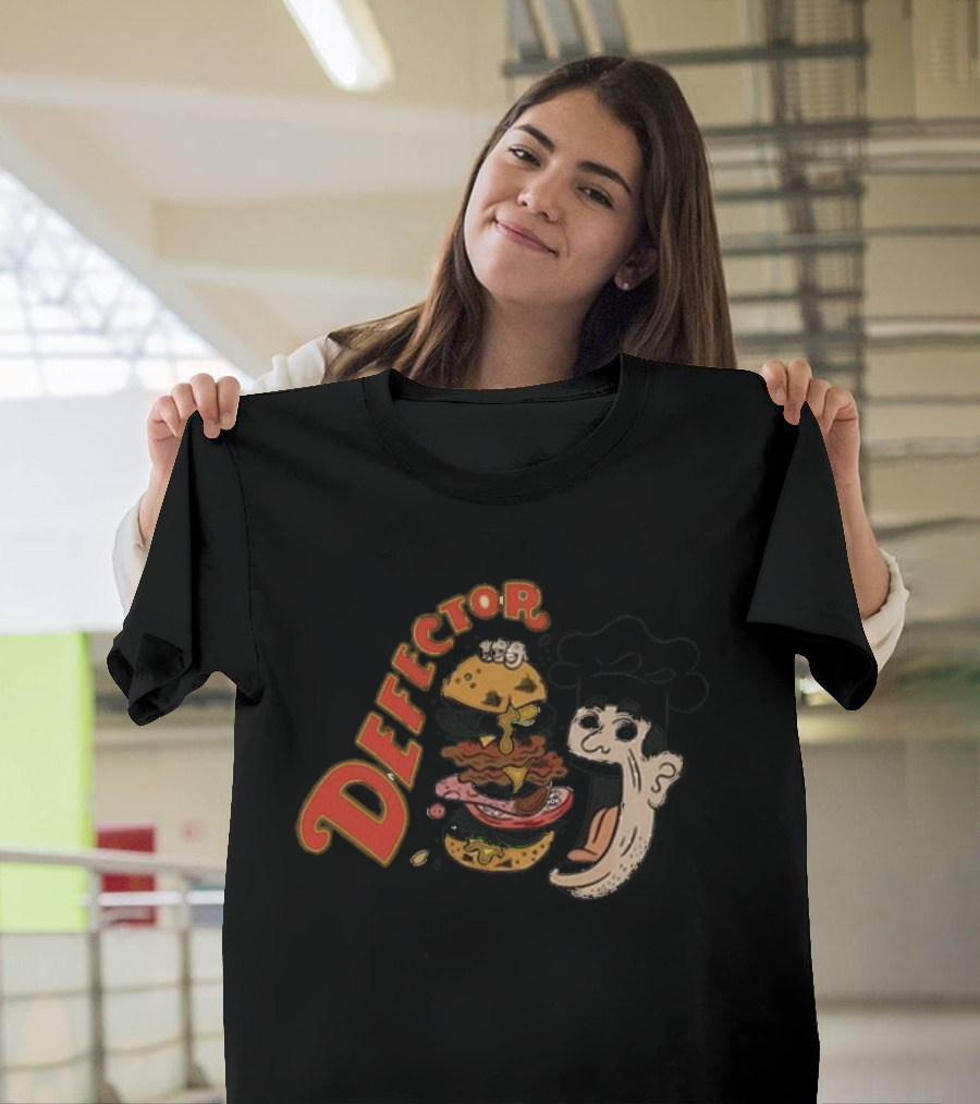 Defector Chefector Big Burger Graphic With Chef And Layered Burger T-Shirt