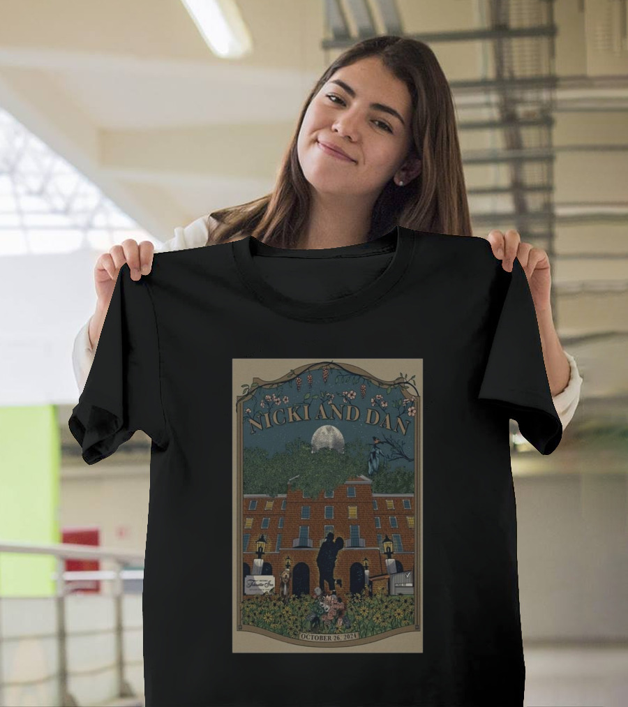 Nicki And Dan October 26 2024 Tidewater Inn US Silhouette Moonlit Night Garden T-Shirt