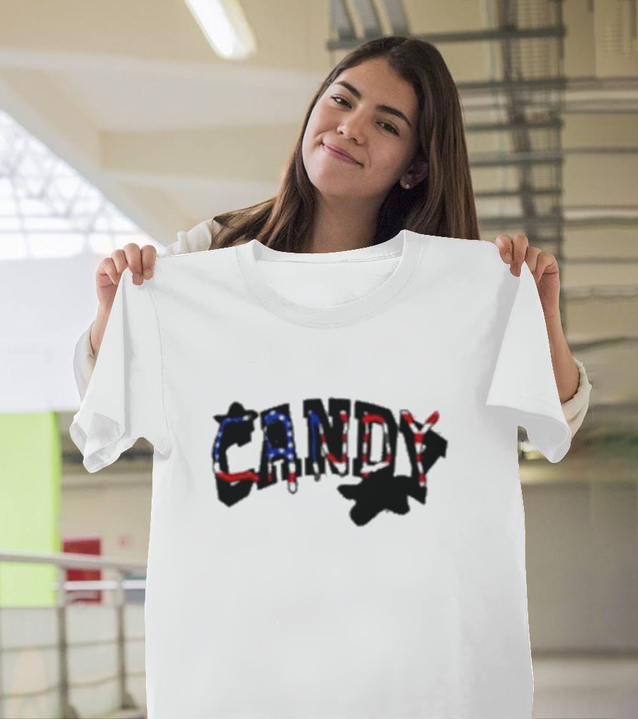 Candy Flipping America Patriotic Red Blue Shadows T-Shirt