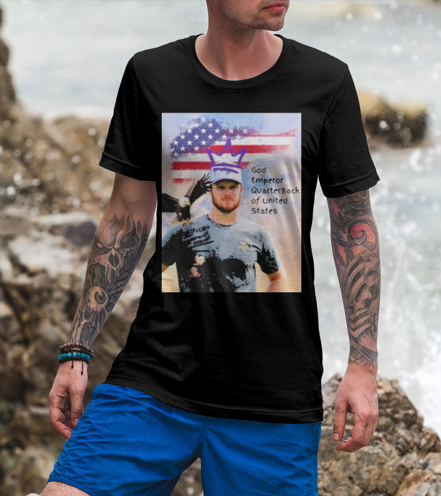 God Emperor Quarterback Of United States With American Flag And Eagle T-Shirt