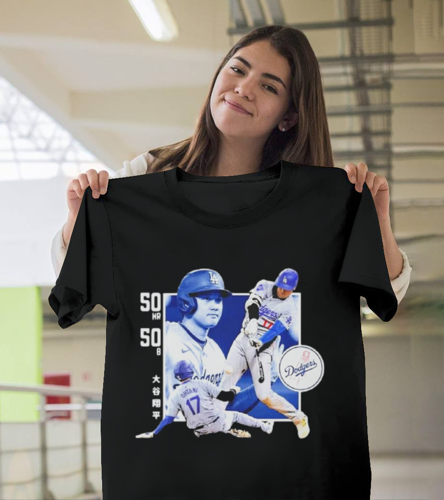 Shohei Ohtani Dodgers 50 HR 50 SB Historic Achievement T-Shirt