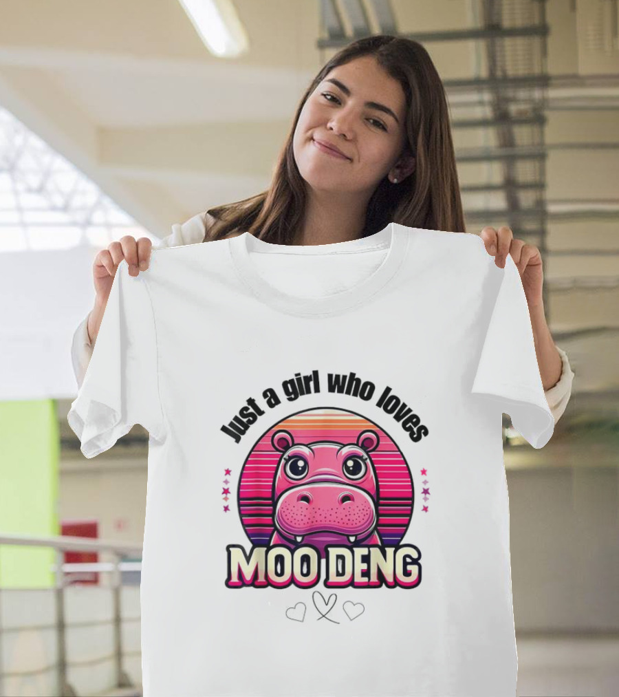 Just A Girl Who Loves Moo Deng Cute Hippo T-Shirt