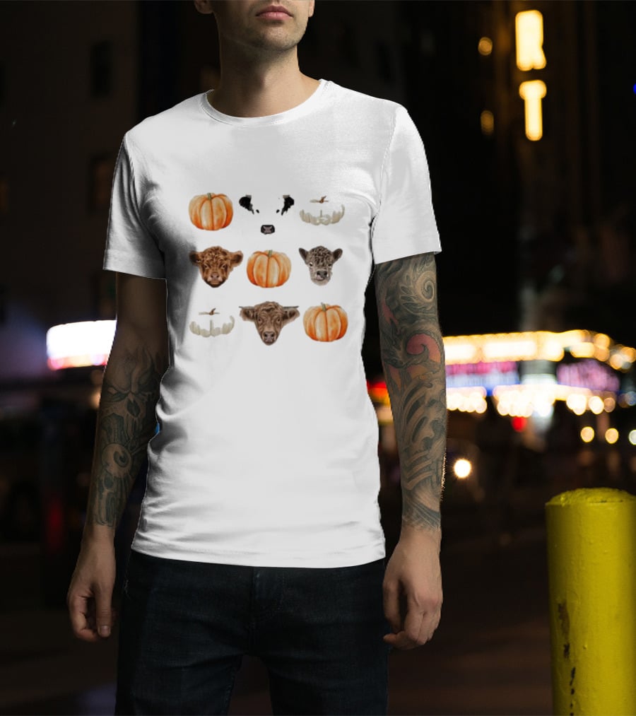 Katie Van Slyke Mini Cows Pumpkins Arrangement T-Shirt
