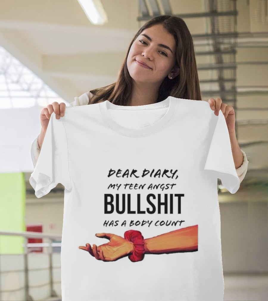Dear Diary My Teen Angst Bullshit Has A Body Count Red Scrunchie Hand Motif T-Shirt