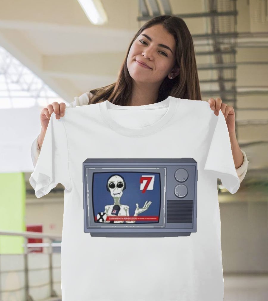 Sammensværgelsen Season 7 Hvid Retro TV Alien News Broadcast T-Shirt