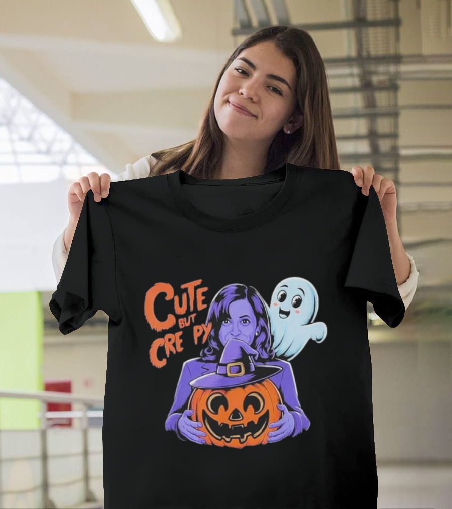 Cute But Creepy Halloween Kamala Harris Pumpkin Ghost T-Shirt