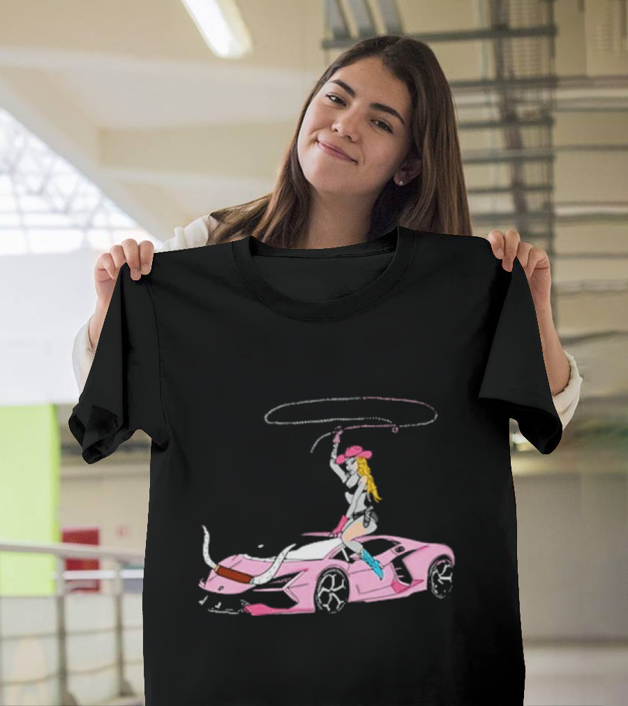 Iggy Azalea The Motherland Singapore Pink Sports Car Cowgirl Lasso T-Shirt