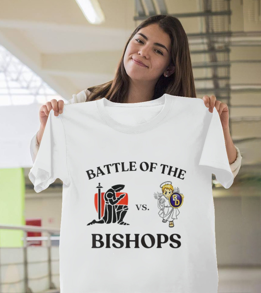 Battle of The Bishops vs. Black Knight and Angel Holding Shield T-Shirt