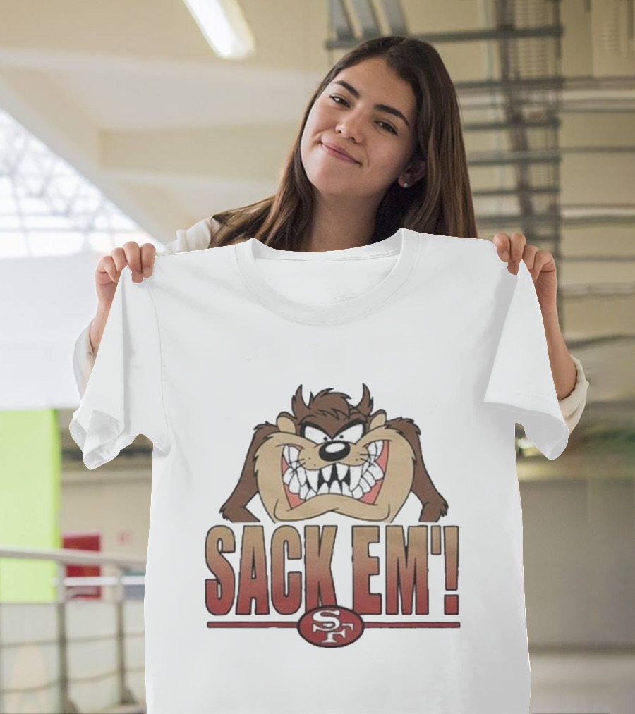 Looney Tunes Taz Sack Em SF San Francisco 49ers T-Shirt