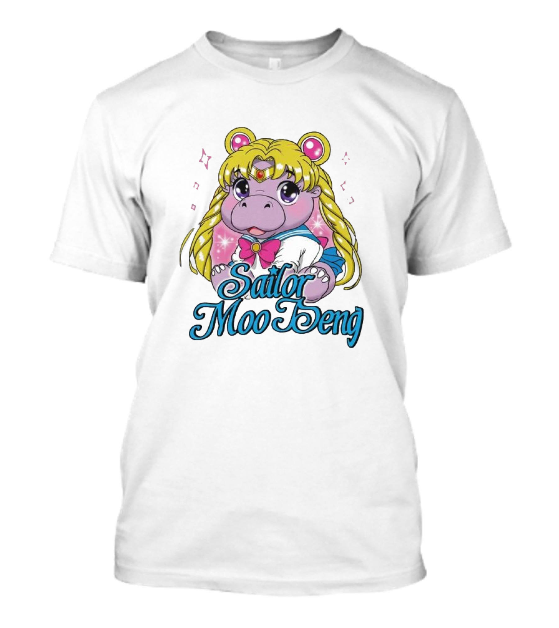 Sailor Moo Deng Hippo Anime T-Shirt