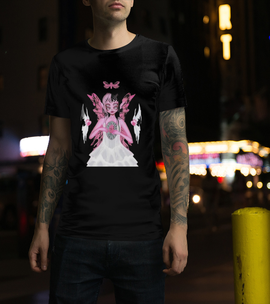 Melanie Martinez Portals Heart Pink Winged Character With Moth And Eyes T-Shirt