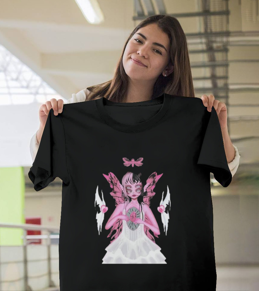 Melanie Martinez Portals Heart Pink Winged Character with Moth and Eyes T-Shirt