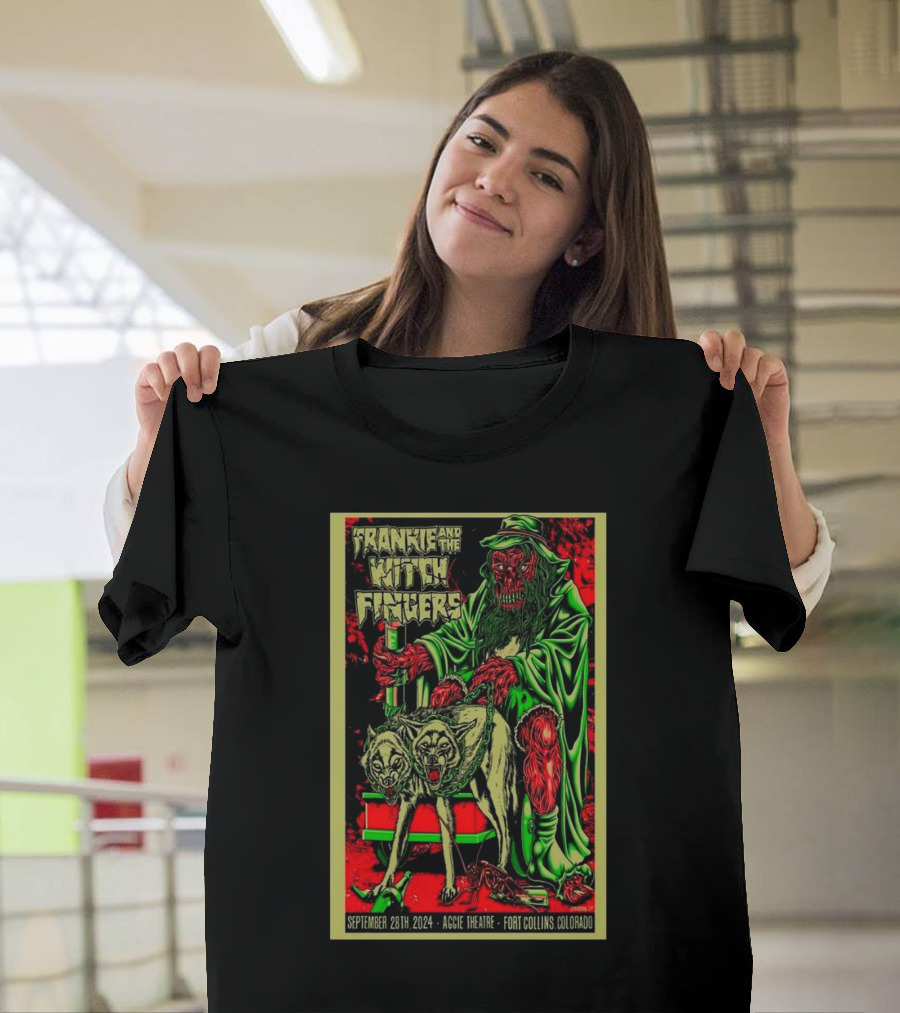Frankie and the Witch Fingers September 28 2024 Aggie Theatre Fort Collins CO Zombie Witch Wolves T-Shirt