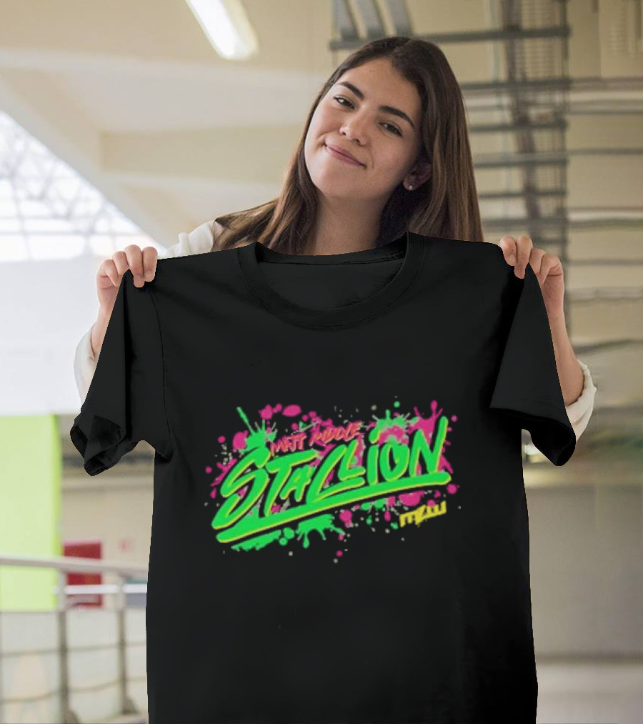 Matt Riddle Stallion Splatter WWE Neon Graffiti T-Shirt