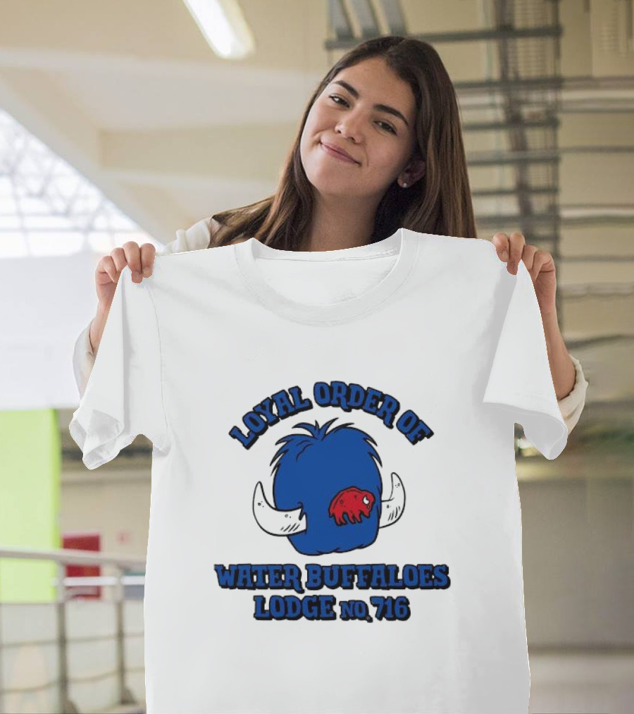 Loyal Order Of Water Buffaloes Lodge No 716 Blue Buffalo Icon Red Emblem T-Shirt