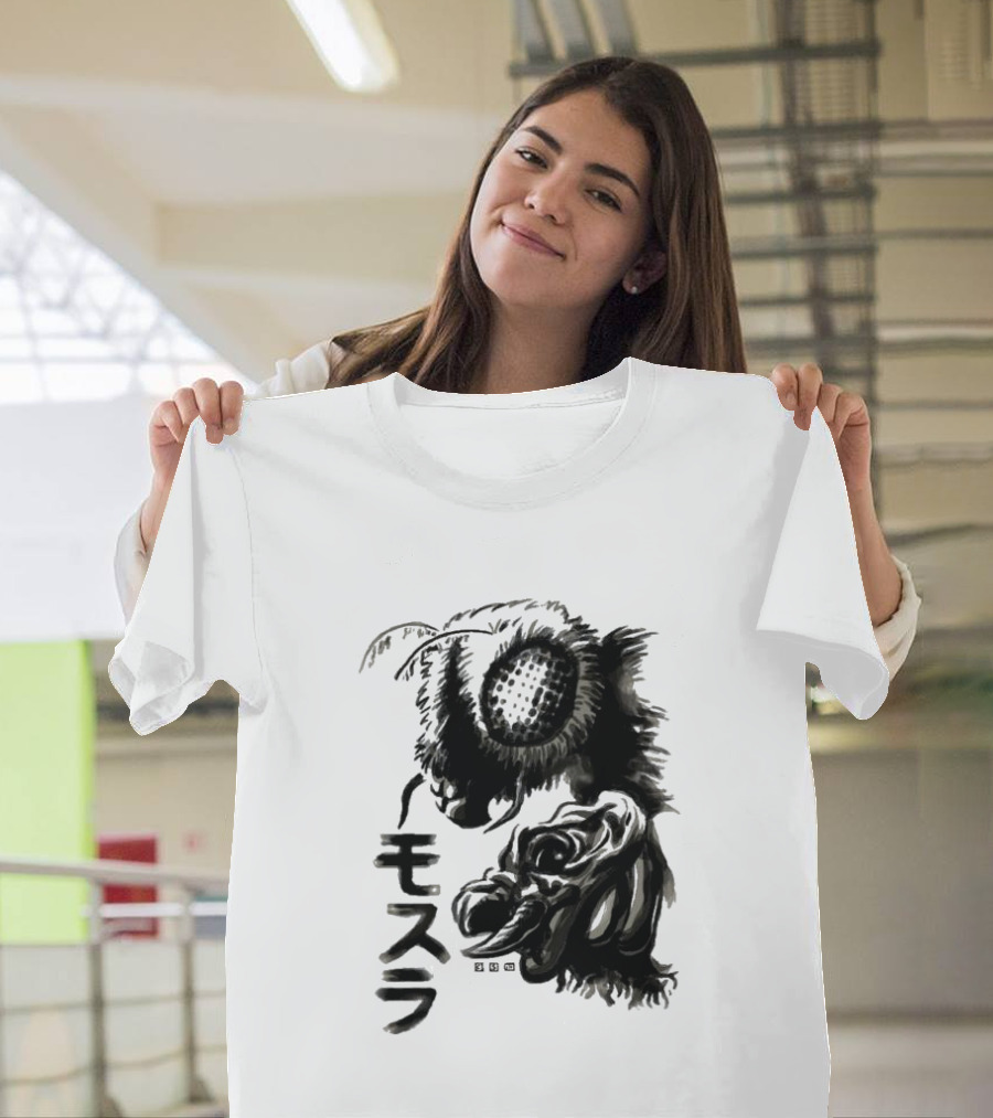 Mothra Waterbrushed Ink Style Japanese Text T-Shirt