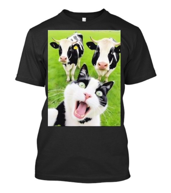 Cat And Cows Selfie Lover Animals T-Shirt