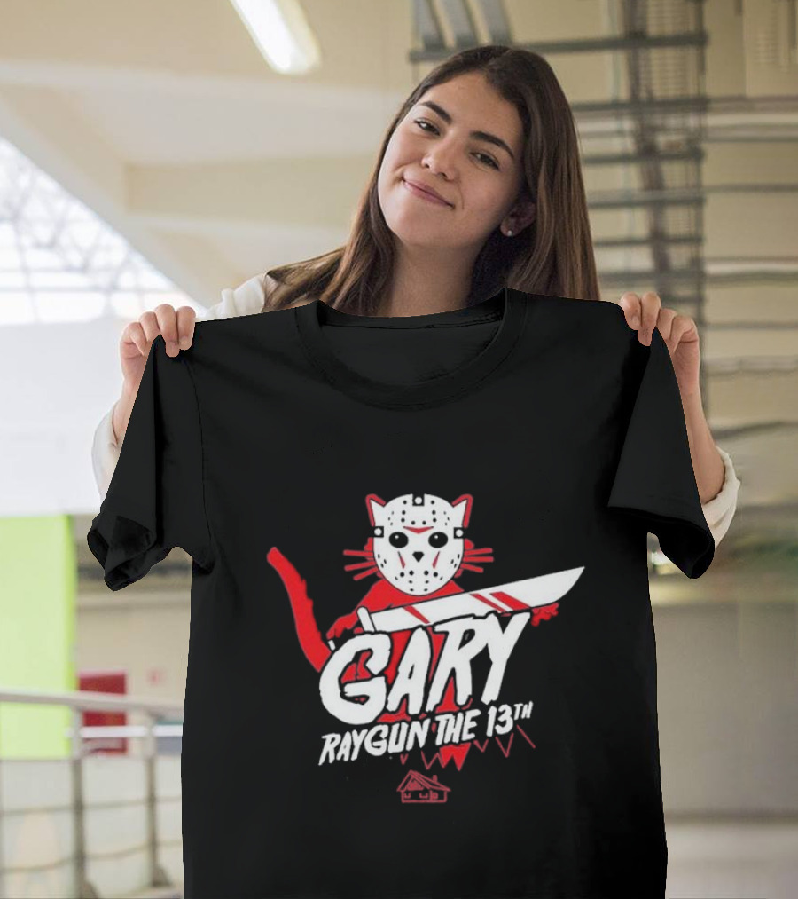 Gary Raygun The 13th Jason Mask Cat With Machete T-Shirt