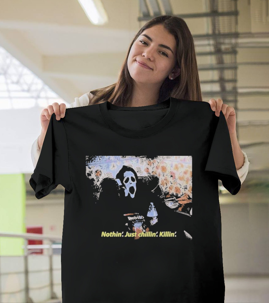 Ghostface Spooktober Nothin’ Just Chillin’ Killin’ Retro Style Vibes T-Shirt