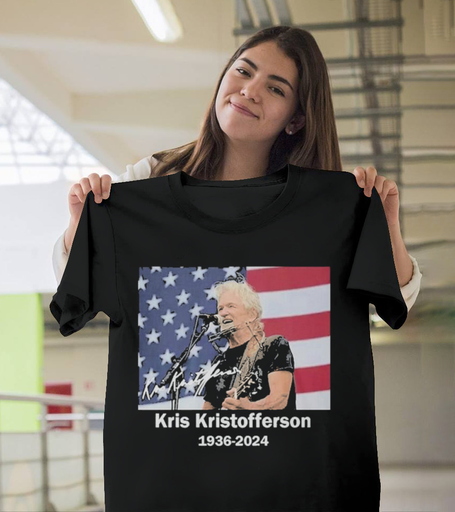 Kris Kristofferson American Flag 1936-2024 T-Shirt