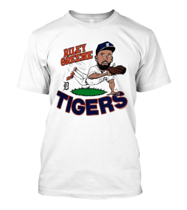 Riley Greene Detroit Tigers Caricature Player Tri Blend Homage Ash T-Shirt