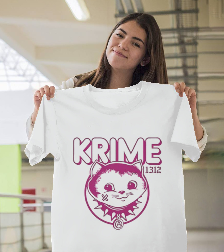 KRIME Cat 1312 Anarchist Symbol and Spiked Collar T-Shirt