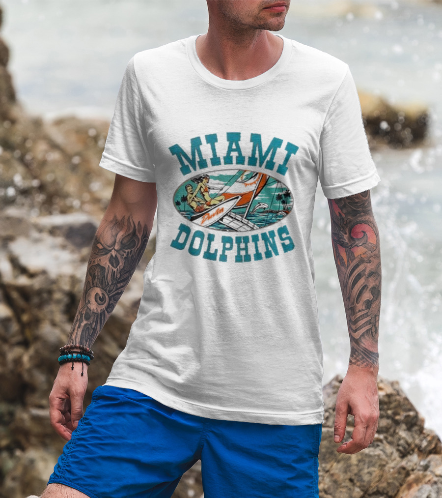 Miami Dolphins Sailing Adventure Retro Vibes T-Shirt