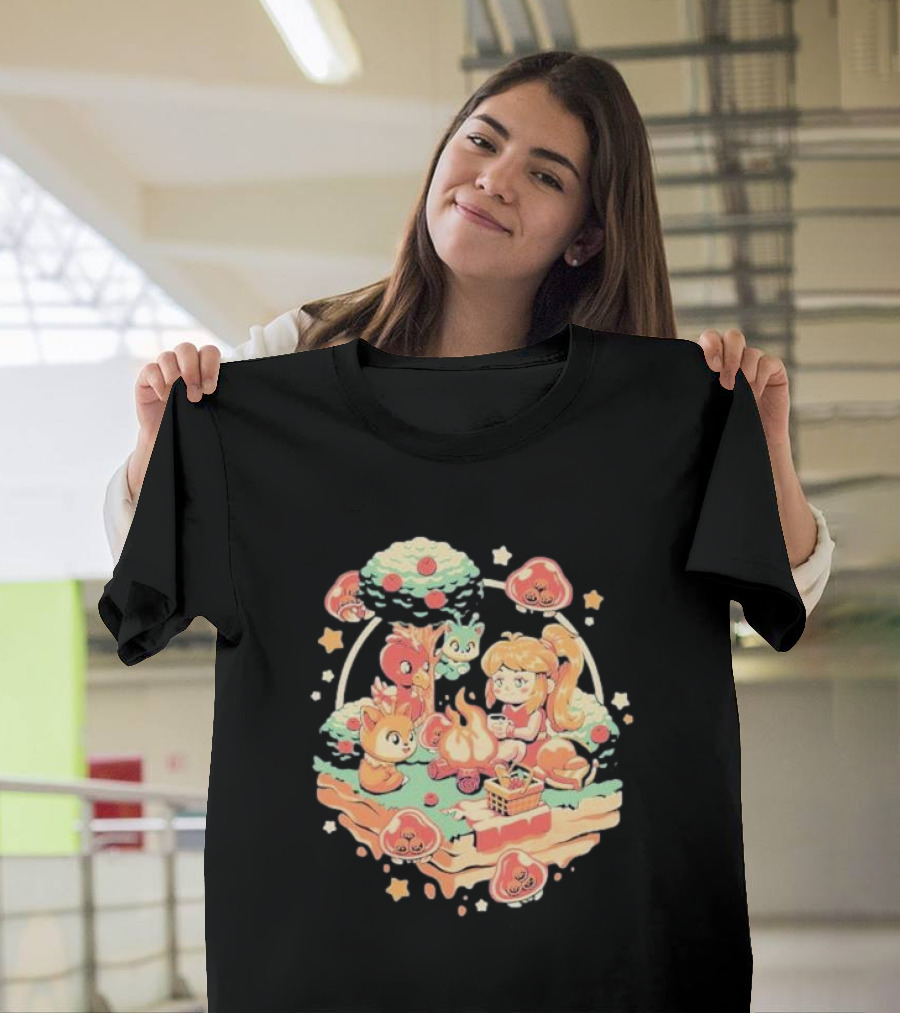 Hunter Campfire Adventure Bounty Girl Vintage Geek Forest Creatures T-Shirt