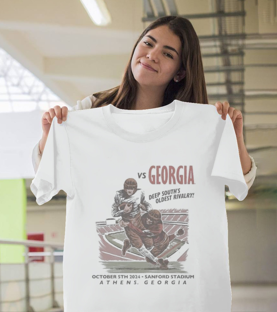 Auburn Vs Georgia Deep South's Oldest Rivalry October 5th 2024 Sanford Stadium Athens Georgia Football Showdown T-Shirt
