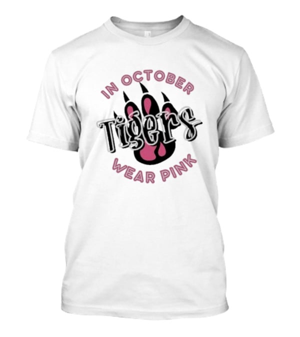 Breast Cancer Awareness Team School Spirit Tigers In October Wear Pink Detroit Tiger T-Shirt