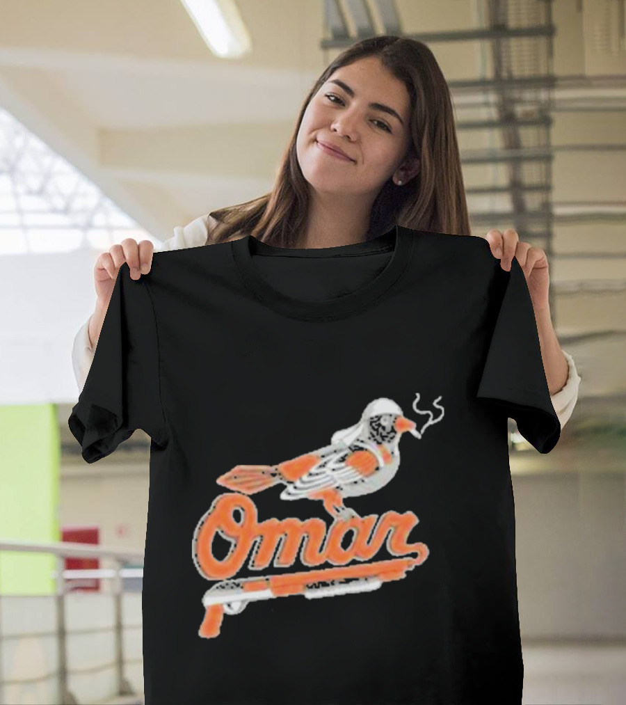 Omar Smoking Bird Perched on Shotgun Baltimore Oriole T-Shirt