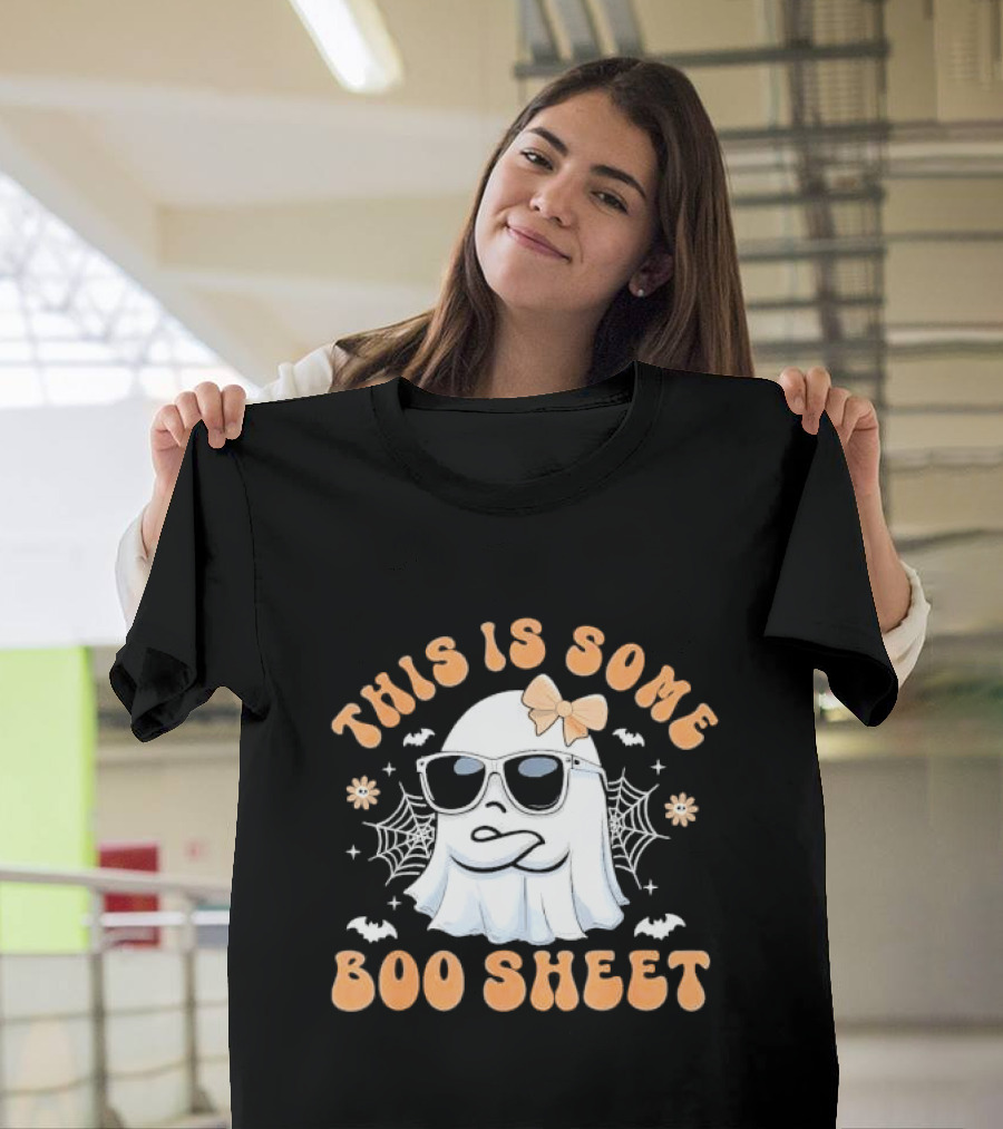 This Is Some Boo Sheet Cute Ghost Halloween with Sunglasses and Bows T-Shirt
