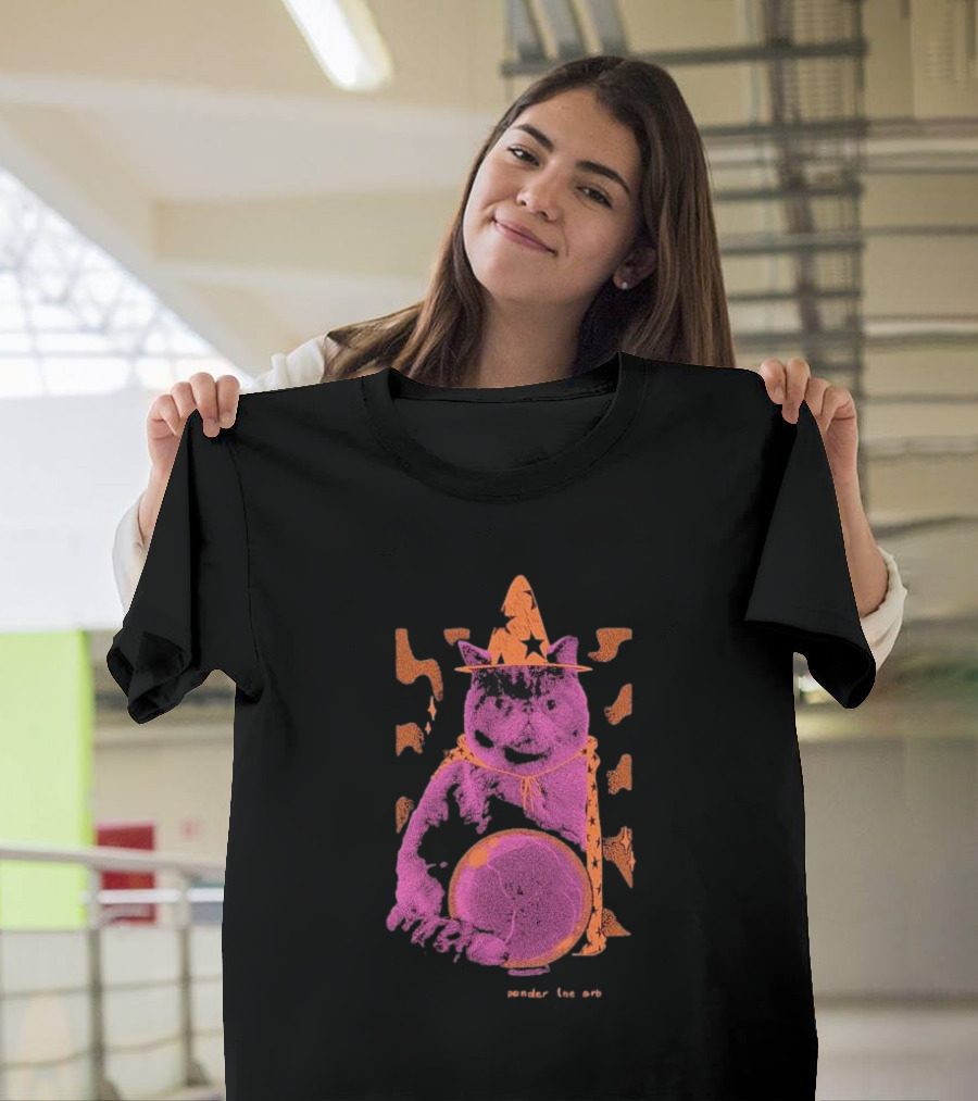 You Shall Ponder The Orb Cat Halloween 2024 Magic Wizard Hat Stars T-Shirt