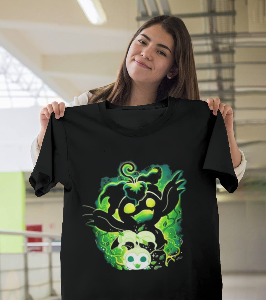Digi Leaf Vallina Vibrant Green Creature with Gleaming Elements T-Shirt