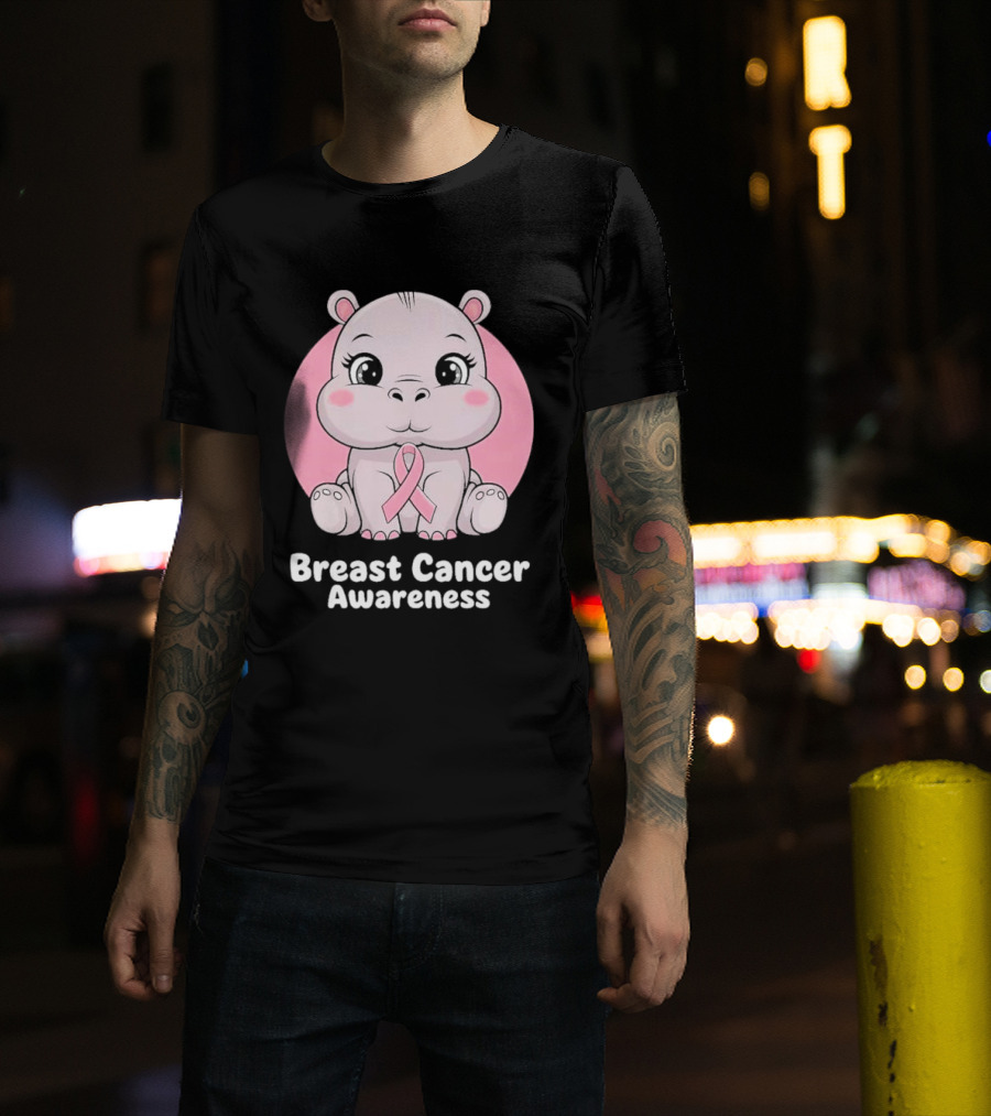 Breast Cancer Awareness Hippo Pink T-Shirt