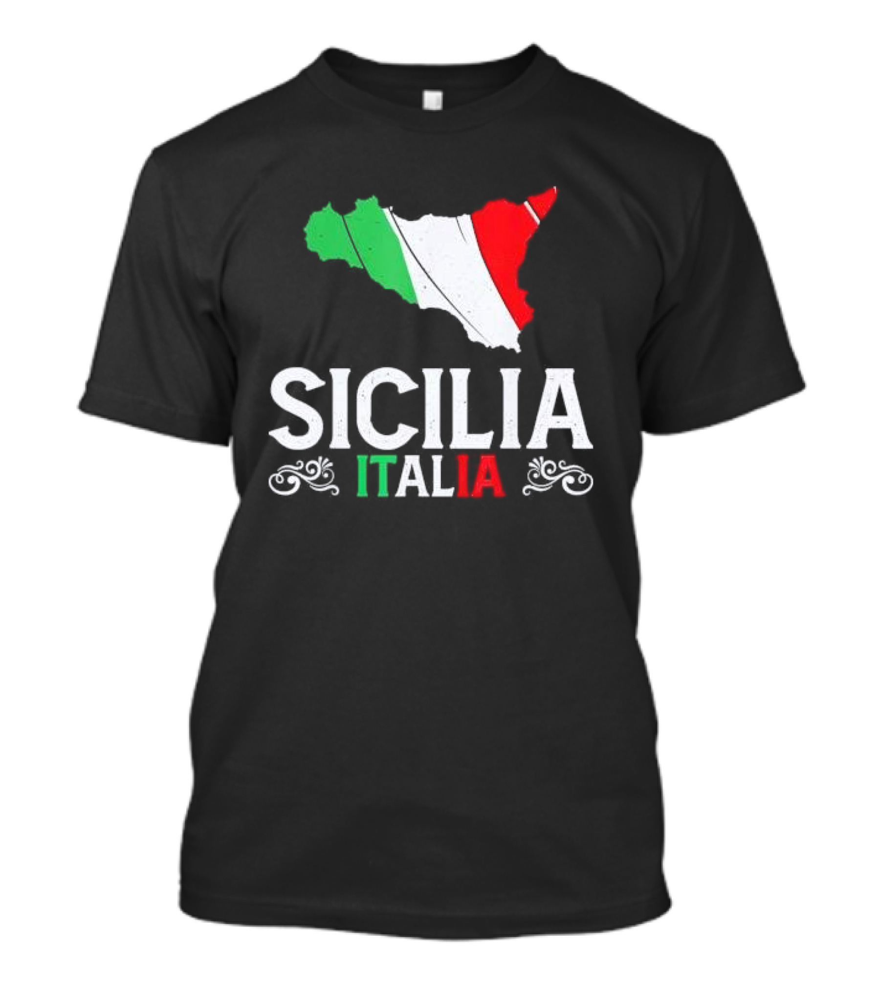 Sicilia Italia Sicily Map Italian Flag T-Shirt