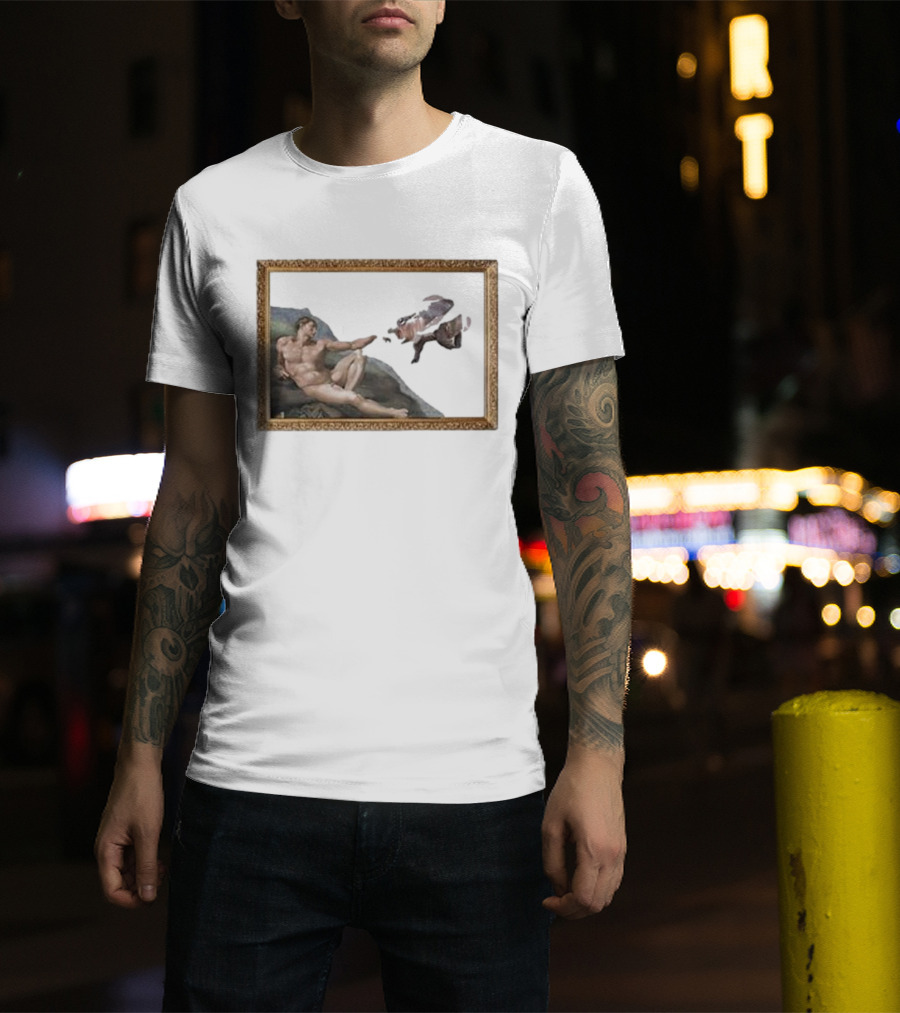 Michelangelo Moo Deng Creation Parody Vintage Frame T-Shirt