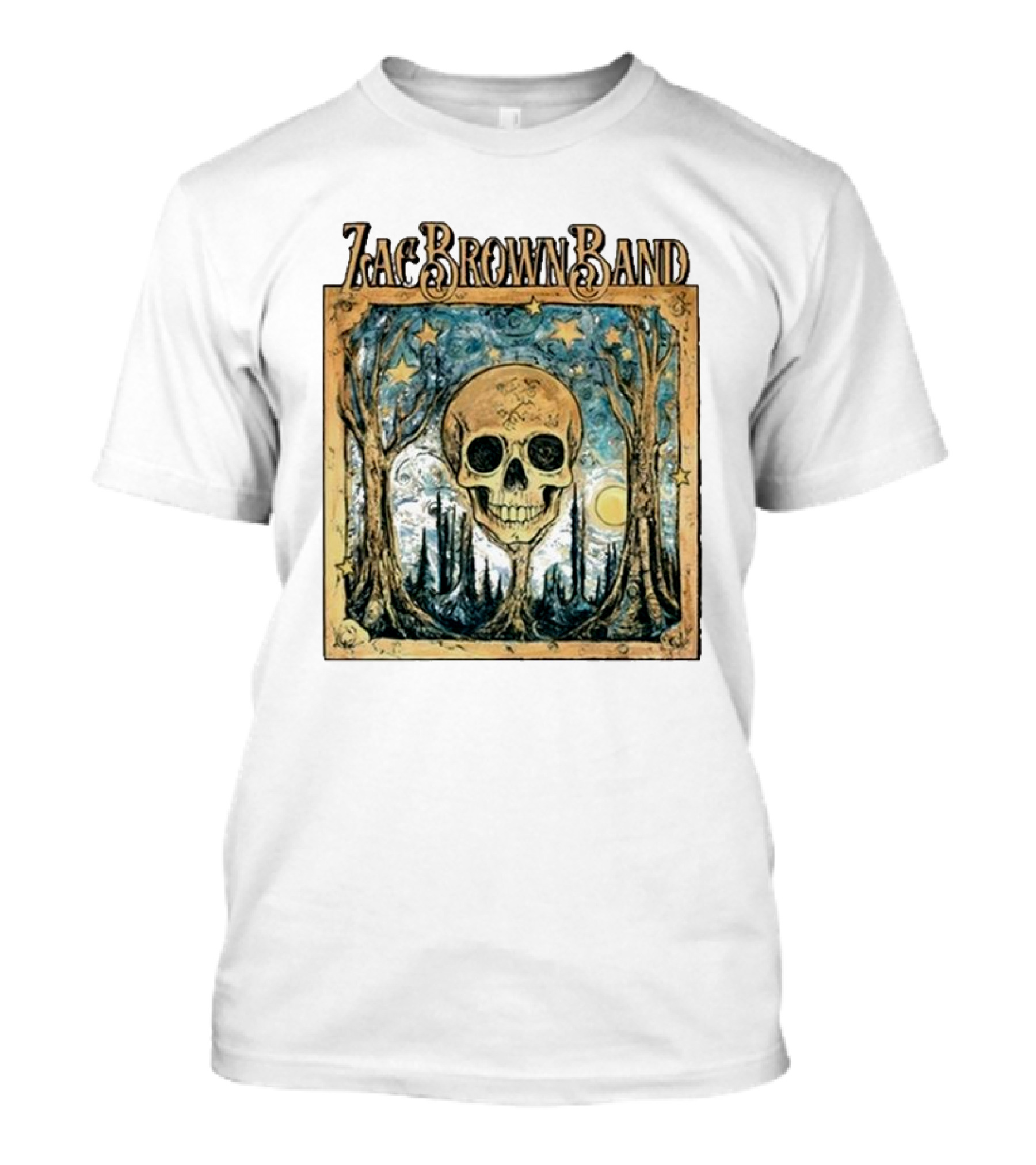 Zac Brown Band Skull Starry Forest Scene T-Shirt