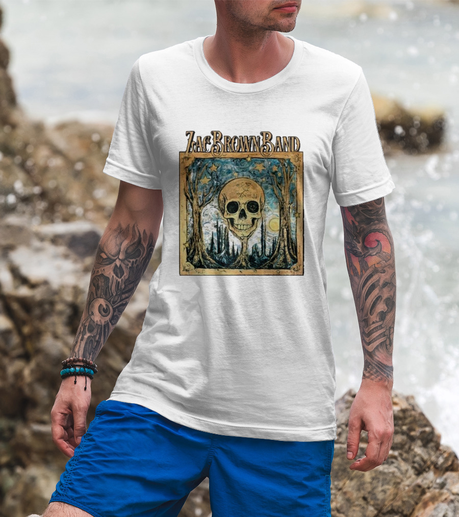 Zac Brown Band Skull Starry Forest Scene T-Shirt